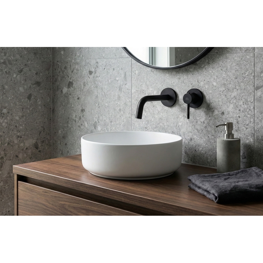 Paffoni - Μπαταρία νιπτήρα για εντοιχισμένη εγκατάσταση LIGHT, μαύρη