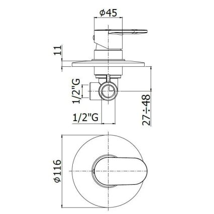 Paffoni - Μπαταρία ντους CANDY σε γυαλιστερό χρώμιο