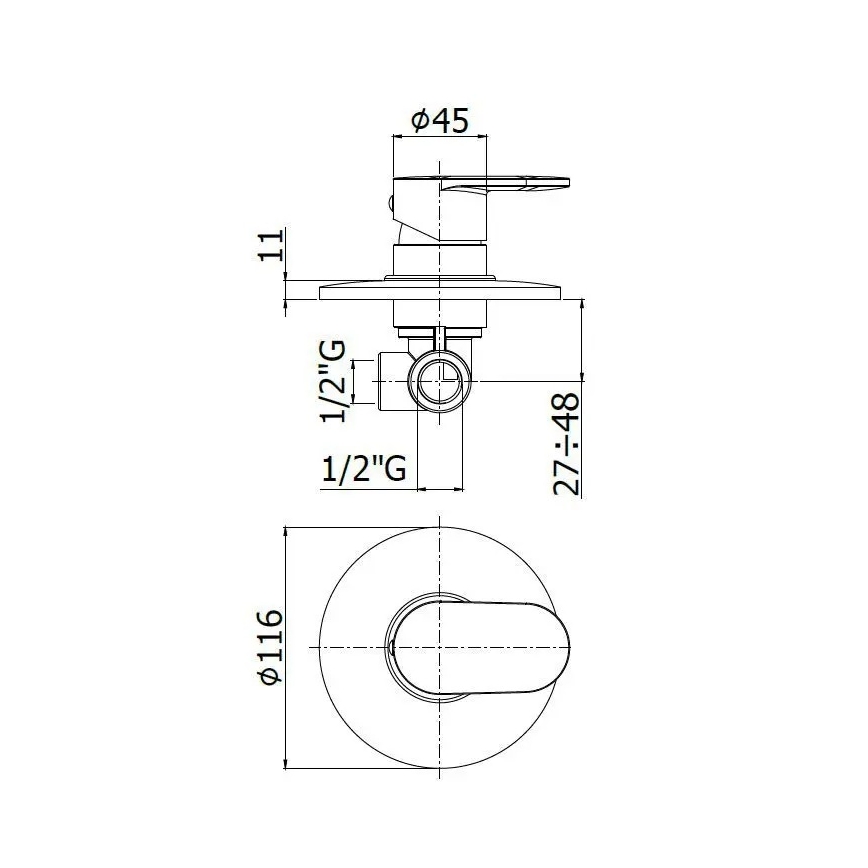 Paffoni - Μπαταρία ντους CANDY σε γυαλιστερό χρώμιο