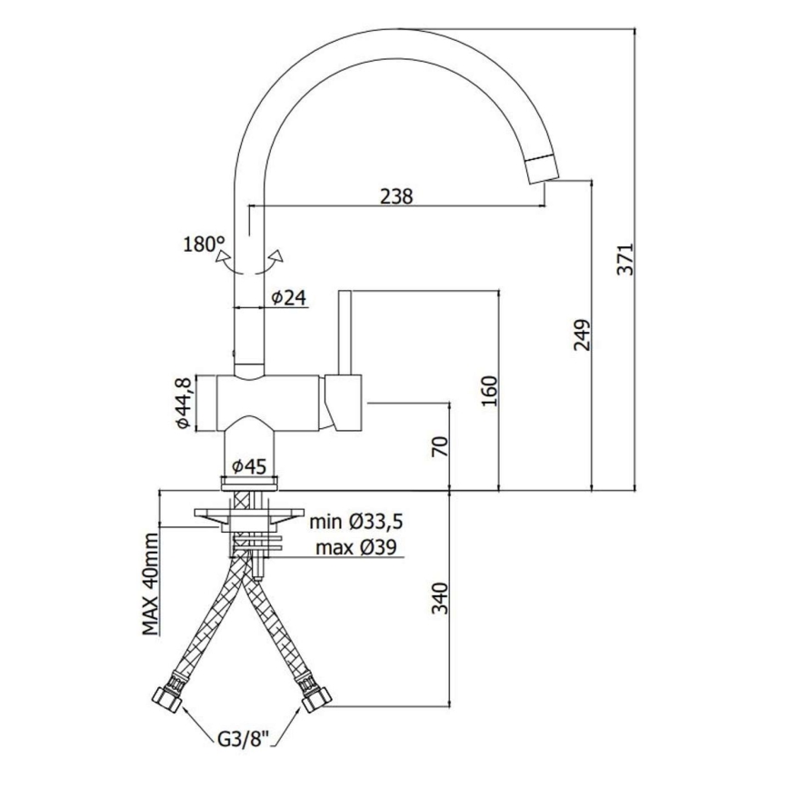 Paffoni - Μπαταρία νεροχύτη LIGHT, βούρτσιστο χρυσό