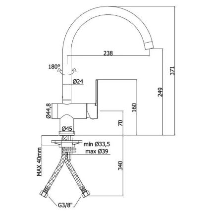 Paffoni - Μπαταρία νεροχύτη RINGO σε γυαλιστερό χρώμιο