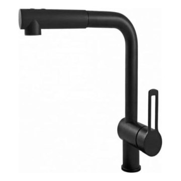 Paffoni - Μπαταρία νεροχύτη με ανασυρόμενη κεφαλή ντους RINGO 29,2 cm μαύρη