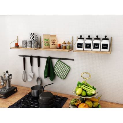 Ράφι τοίχου 45x16 cm δρυς/χρυσό