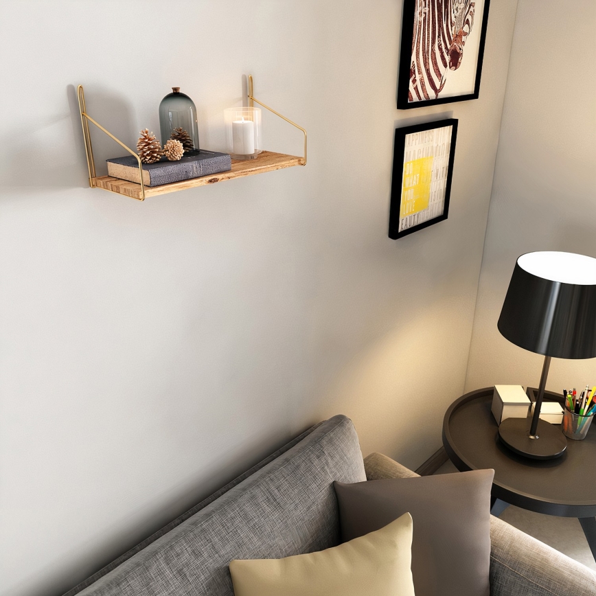 Ράφι τοίχου 45x16 cm δρυς/χρυσό