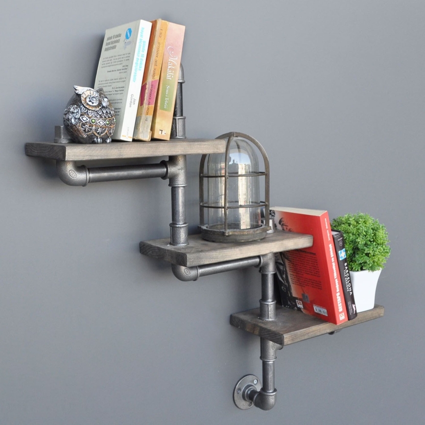 Ράφι τοίχου BORU 65x68 cm έλατο/γκρι