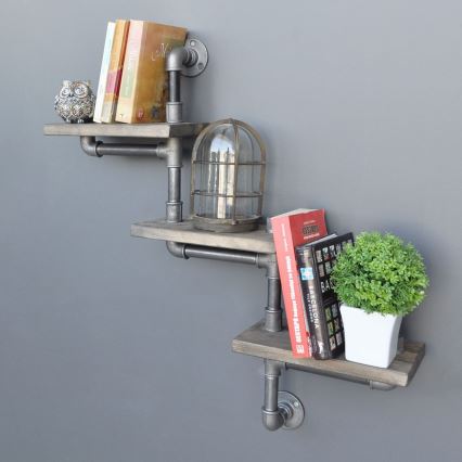 Ράφι τοίχου BORU 65x68 cm έλατο/γκρι