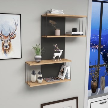Ράφι τοίχου DESTAN 65x96x19 cm ανθρακί/καφέ