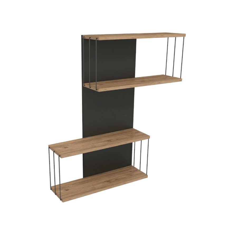 Ράφι τοίχου DESTAN 65x96x19 cm ανθρακί/καφέ