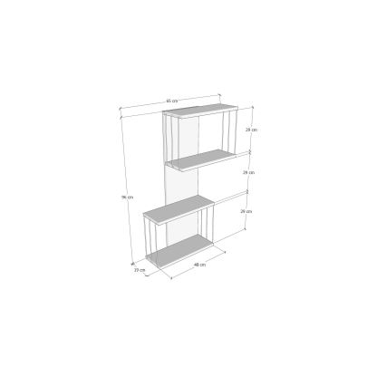 Ράφι τοίχου DESTAN 65x96x19 cm ανθρακί/καφέ