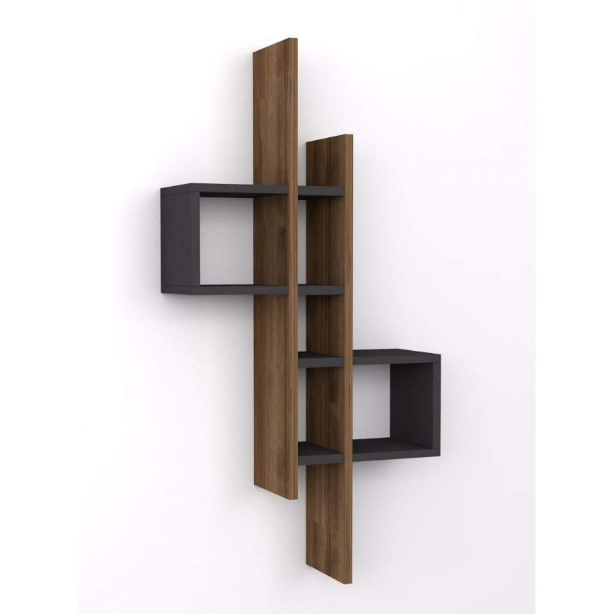 Ράφι τοίχου EMSE 108x53,8 cm καφέ/ανθρακί