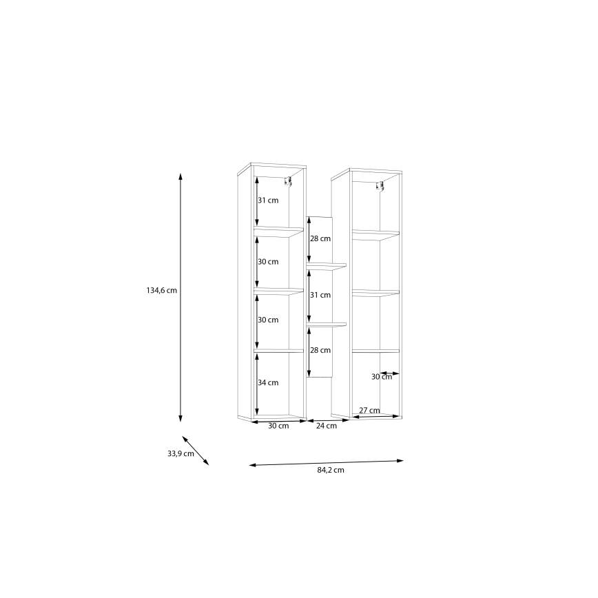 Ράφι τοίχου INAR δρυς/μαύρο