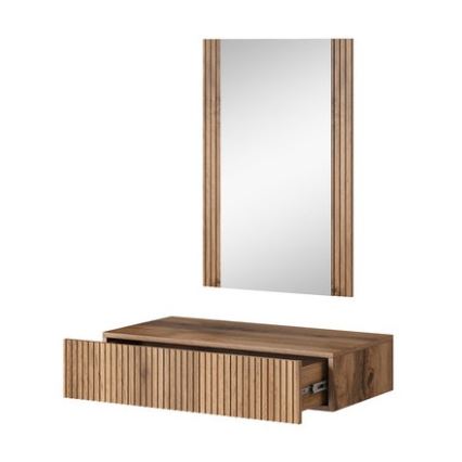 Ράφι τοίχου +καθρέφτης τοίχου WITH δρυς wotan