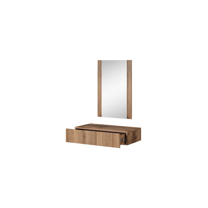 Ράφι τοίχου +καθρέφτης τοίχου WITH δρυς wotan