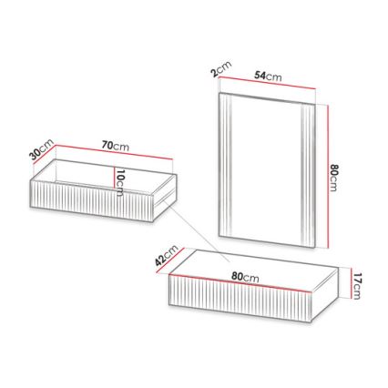 Ράφι τοίχου +καθρέφτης τοίχου WITH δρυς wotan