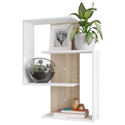 Ράφι τοίχου MORIKO 85x65 cm λευκό/δρυς sonoma
