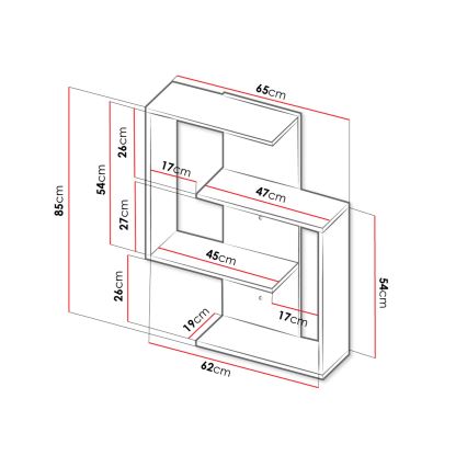 Ράφι τοίχου MORIKO 85x65 cm λευκό/δρυς sonoma