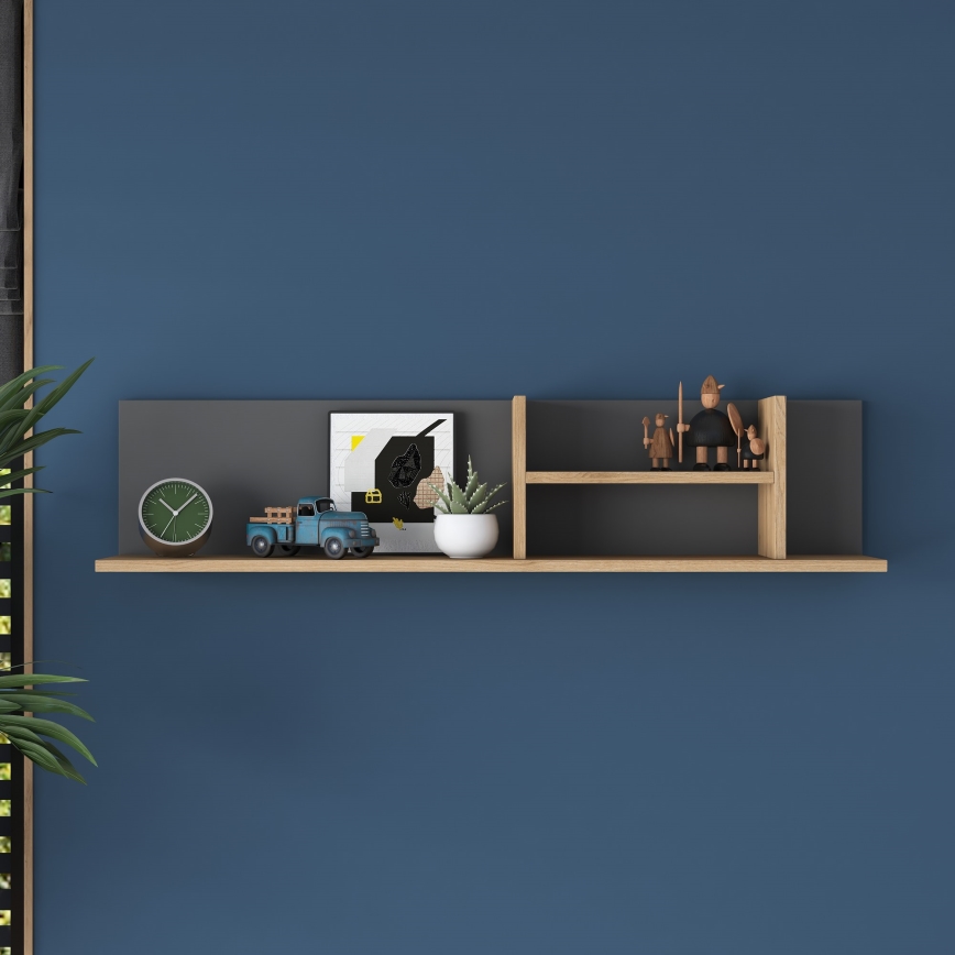 Ράφι τοίχου RANI 120x25 εκ. μπεζ/ανθρακί