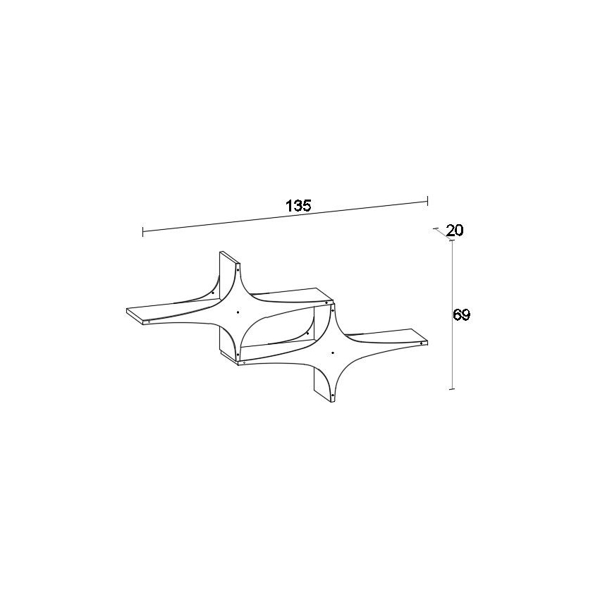 Ράφι τοίχου SUSEN 69x135 cm λευκό/μαύρο