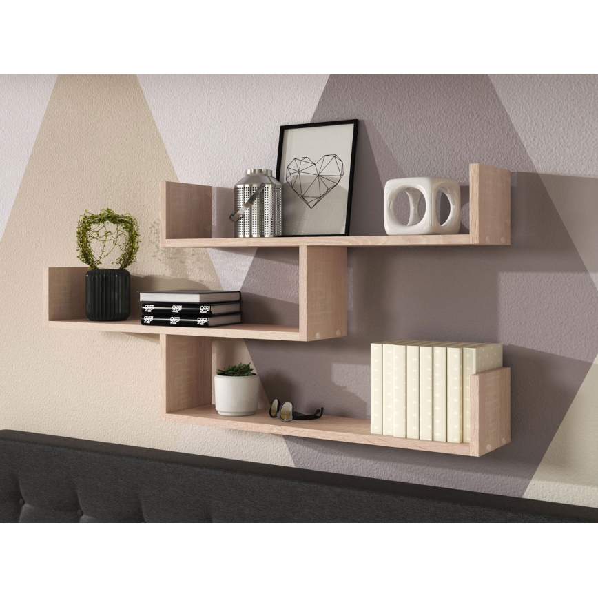 Ράφι τοίχου TRIO 119x55x18 cm, απόχρωση Sonoma δρυός
