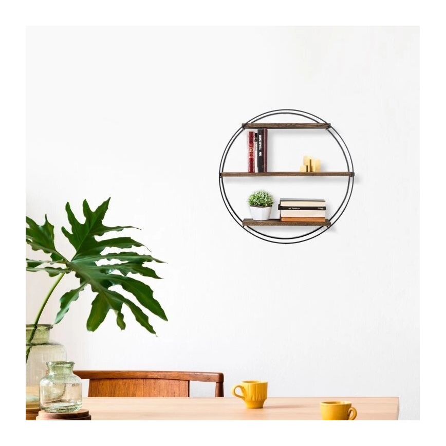 Επιτοίχιο ράφι TULIPA 60x15 εκ. έλατο/μαύρο