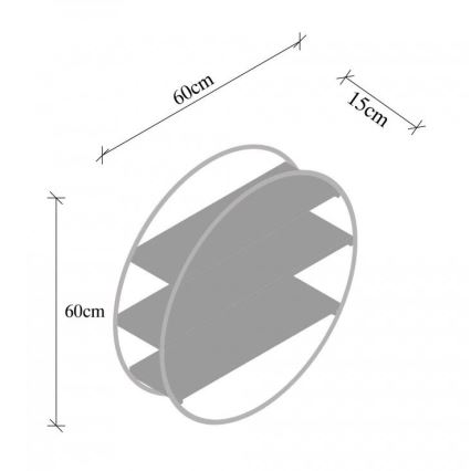 Επιτοίχιο ράφι TULIPA 60x15 εκ. έλατο/μαύρο