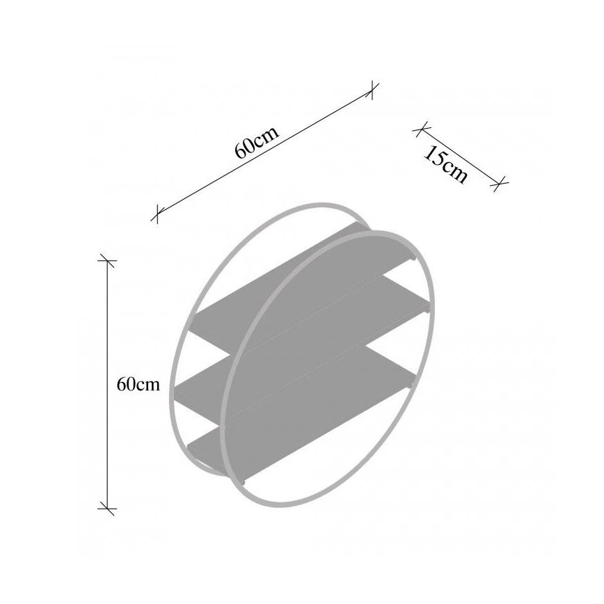 Επιτοίχιο ράφι TULIPA 60x15 εκ. έλατο/μαύρο