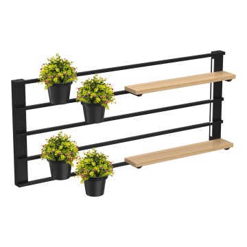 Ράφι τοίχου με γλάστρες και LED φωτισμός SHELF 50x118 cm μαύρο/μπεζ/πεύκο