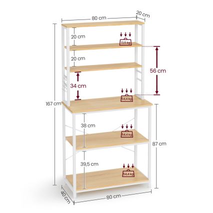 Ραφιέρα κουζίνας MARGE, καφέ/λευκή