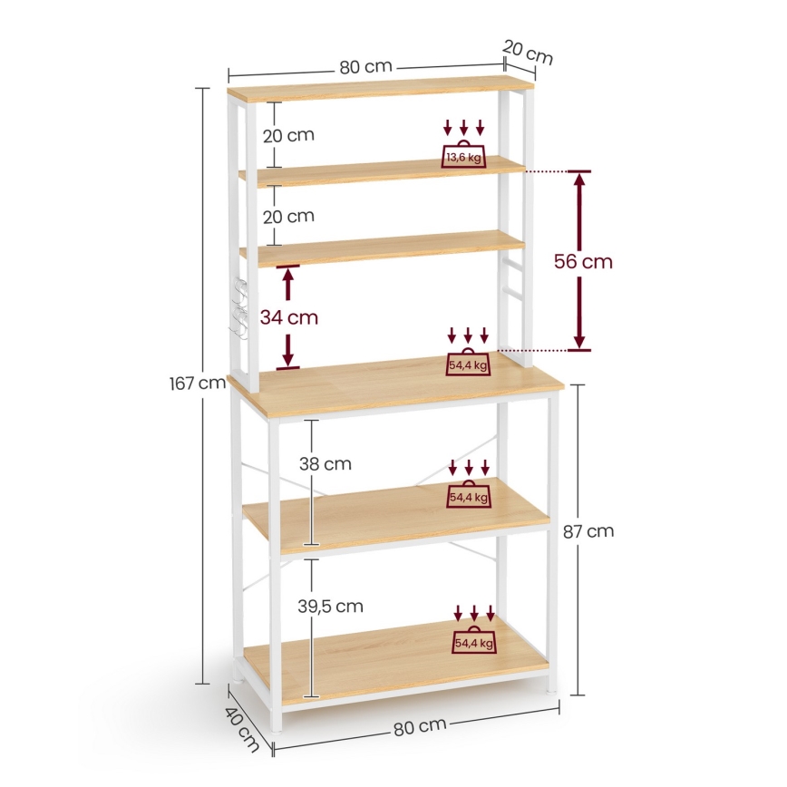 Ραφιέρα κουζίνας MARGE, καφέ/λευκή