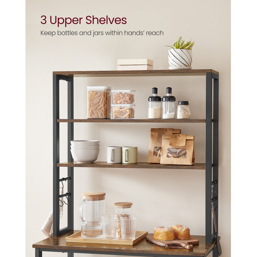 Ραφιέρα κουζίνας MARGE καφέ/μαύρη