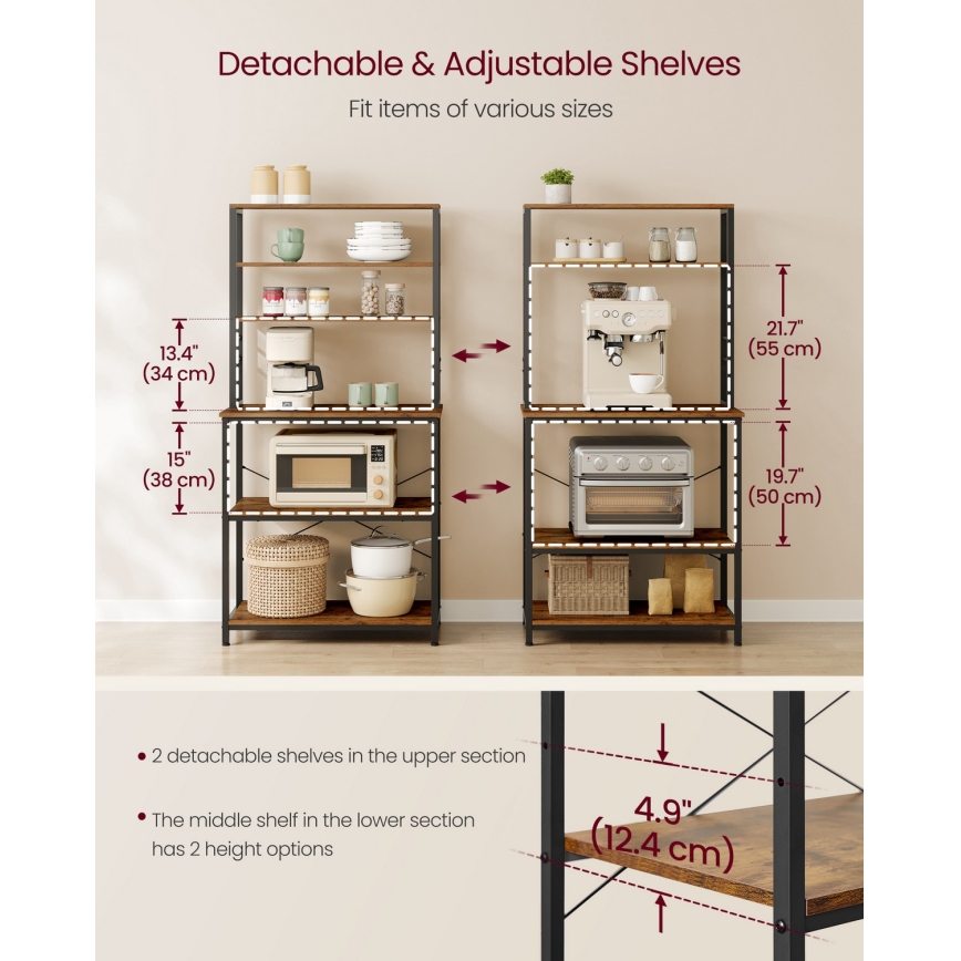 Ραφιέρα κουζίνας MARGE καφέ/μαύρη