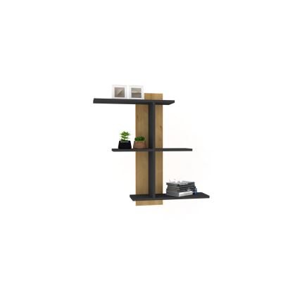 Ραφιέρα τοίχου BAHRO 90x111 cm ανθρακί/καφέ