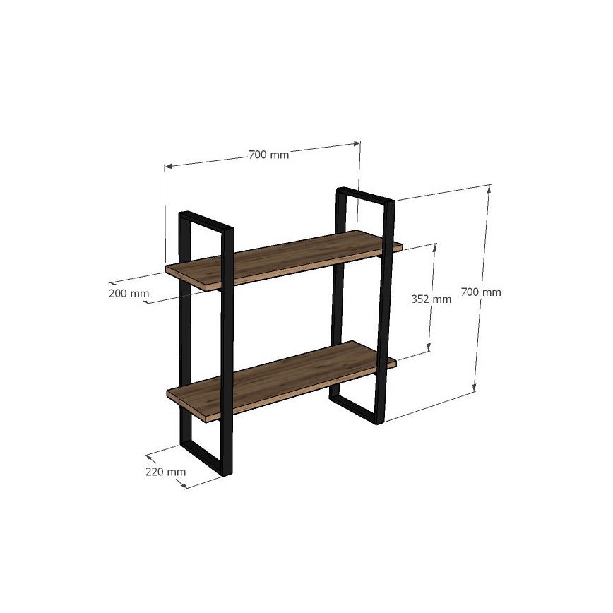 Ραφιέρα τοίχου BUBA 70x70 cm καφέ/ανθρακί