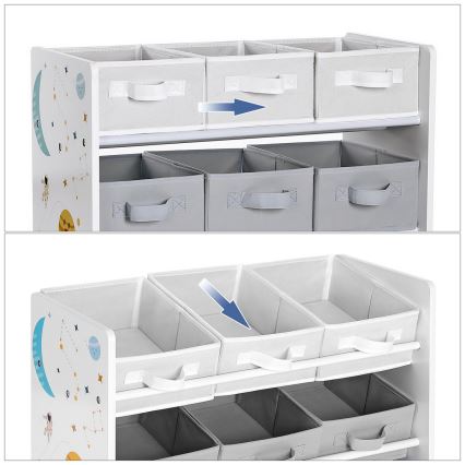 Παιδική αποθηκευτική ραφιέρα με υφασμάτινα κουτιά ANET μπλε/λευκό