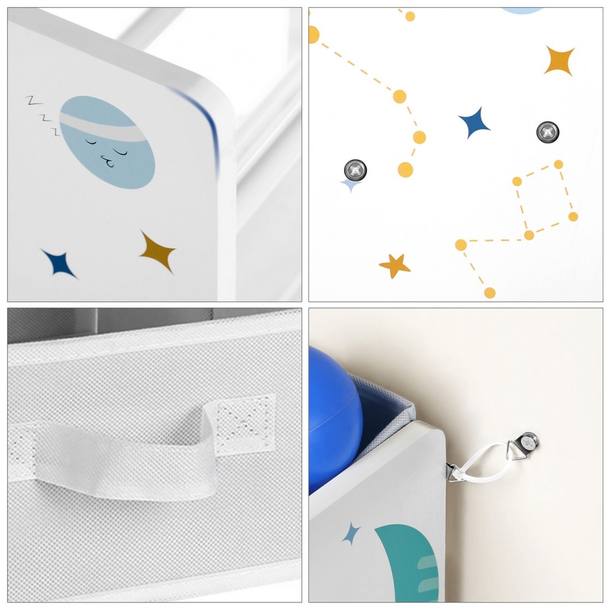 Παιδική αποθηκευτική ραφιέρα με υφασμάτινα κουτιά ANET μπλε/λευκό