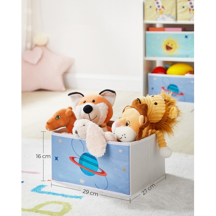 Παιδική αποθηκευτική ραφιέρα με υφασμάτινα κουτιά ANET μπλε/λευκό