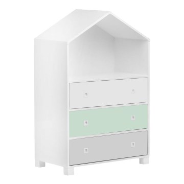 Παιδική συρταριέρα MIRUM 126x80 εκ. λευκή/γκρι/πράσινη