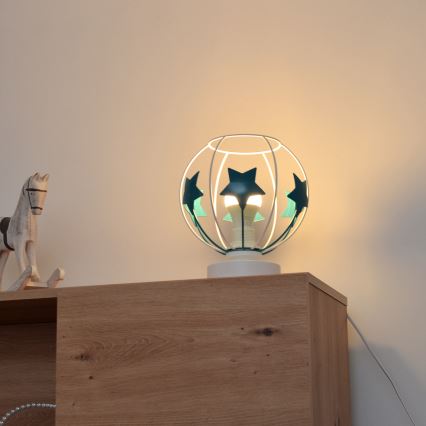 Παιδική επιτραπέζια λάμπα STARS 1xE27/15W/230V τουρκουάζ/λευκό
