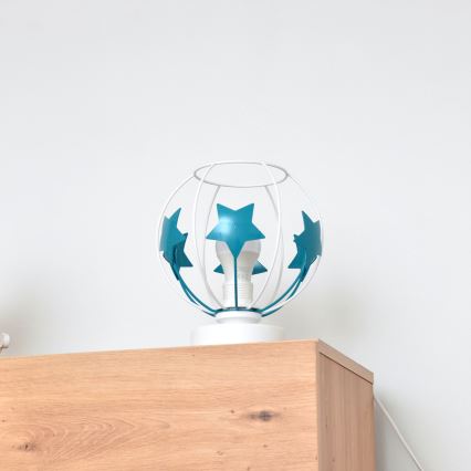 Παιδική επιτραπέζια λάμπα STARS 1xE27/15W/230V τουρκουάζ/λευκό