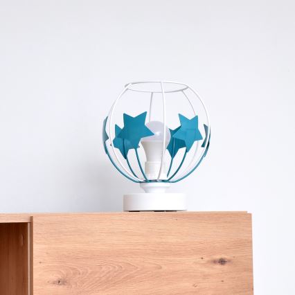 Παιδική επιτραπέζια λάμπα STARS 1xE27/15W/230V τουρκουάζ/λευκό