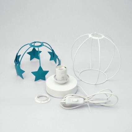 Παιδική επιτραπέζια λάμπα STARS 1xE27/15W/230V τουρκουάζ/λευκό