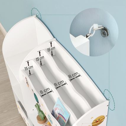 Παιδική βιβλιοθήκη με υφασμάτινα κουτιά ANET λευκή