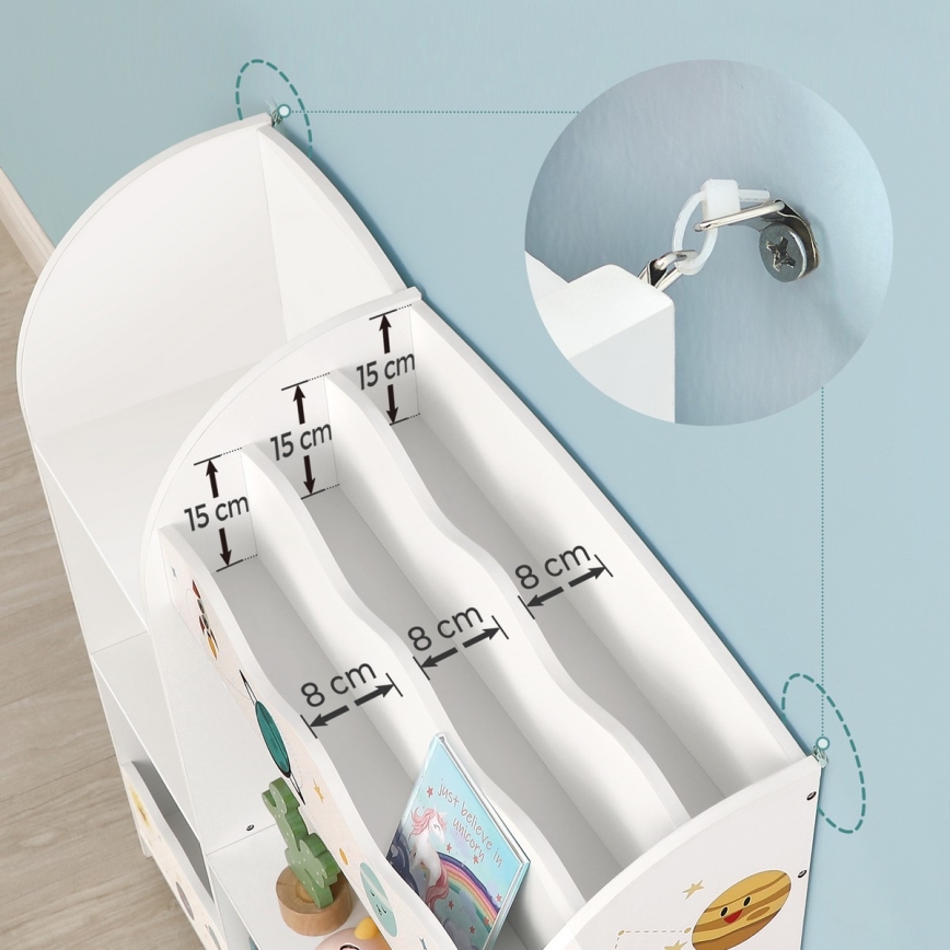 Παιδική βιβλιοθήκη με υφασμάτινα κουτιά ANET λευκή