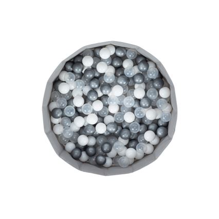 Παιδική ξηρή πισίνα με μπάλες, διάμετρος 80 εκ., λευκό/γκρι