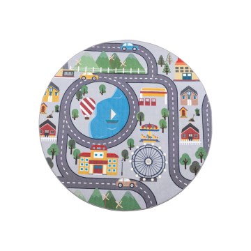 Παιδικό αντιολισθητικό χαλί ARES STREETS 160 cm γκρι/πόλη