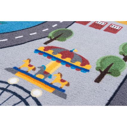 Παιδικό αντιολισθητικό χαλί ARES STREETS 160 cm γκρι/πόλη