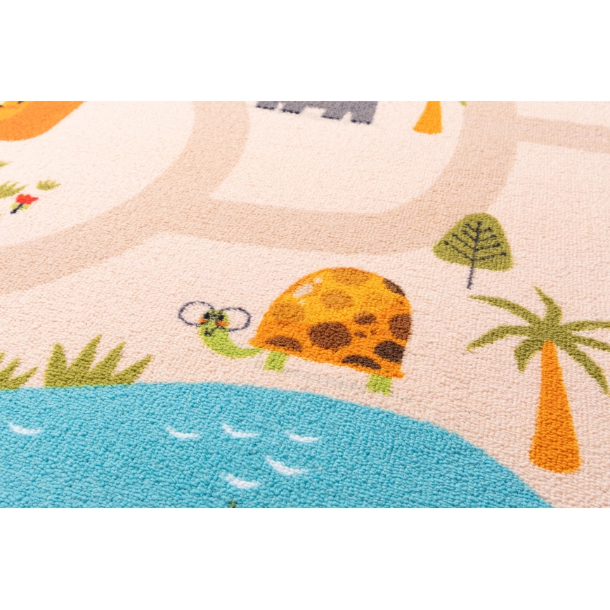 Παιδικό αντιολισθητικό χαλί ARES STREETS 80x150 cm μπεζ/σαφάρι