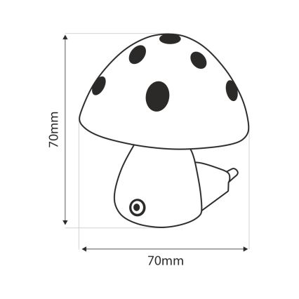 Παιδικό φωτάκι νυκτός LED με αισθητήρα λυκόφωτος LED/0,5W/230V toadstool