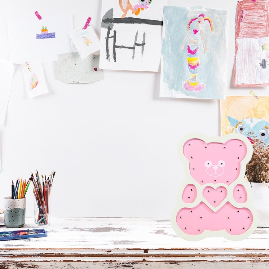 Παιδικό φωτιστικό LED LED/2xAA ροζ αρκουδάκι