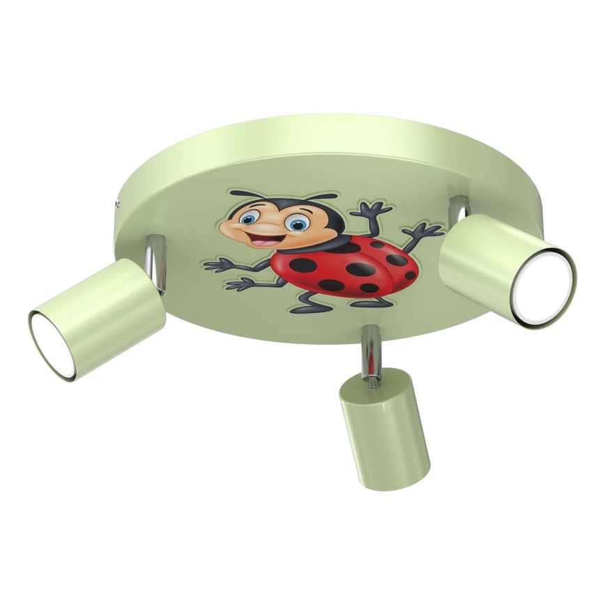 Παιδικό φωτιστικό σποτ FUN 3xGU10/8W/230V πράσινο/ladybug
